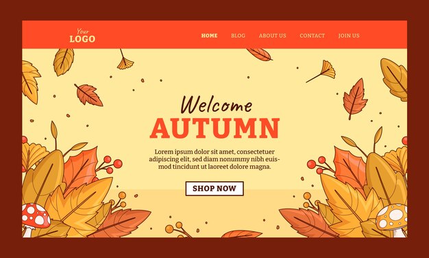 Hand drawn landing page template for autumn celebration