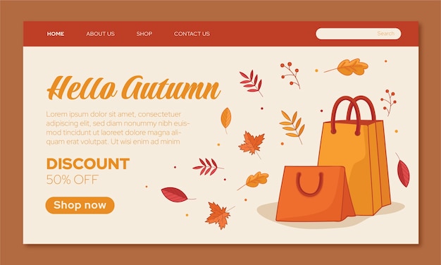 Hand drawn landing page template for autumn celebration