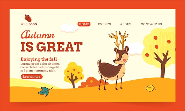 Hand drawn landing page template for autumn celebration