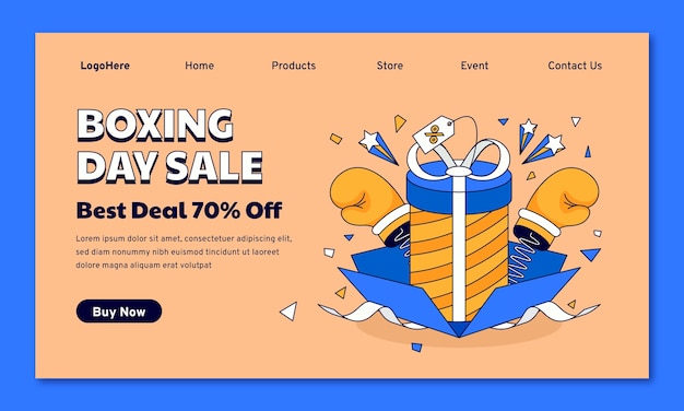 Hand drawn landing page template for boxing day sales