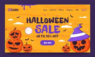 Free vector hand drawn landing page template for halloween season