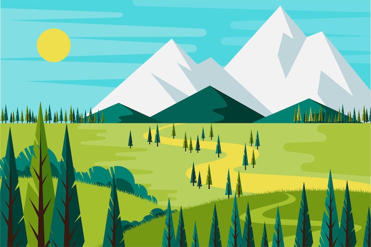 Free Vector hand drawn landscape with path