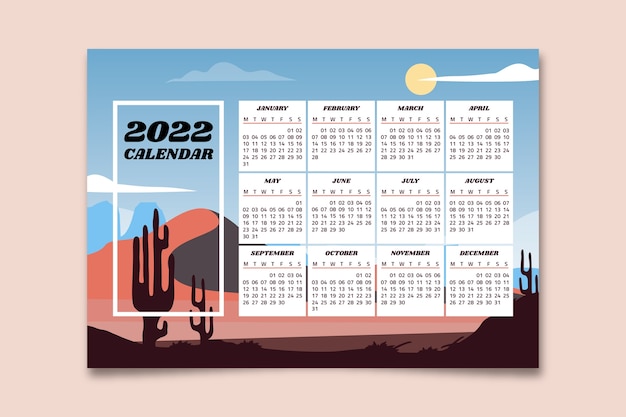 Hand-drawn landscapes 2022 calendar