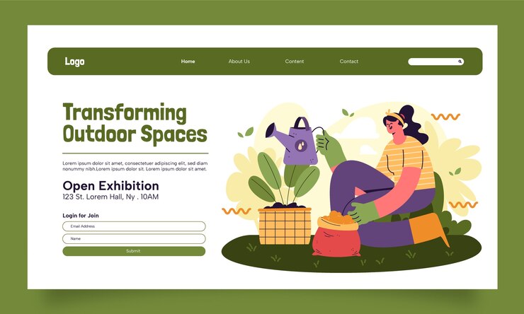Free Vector hand drawn landscaping  landing page