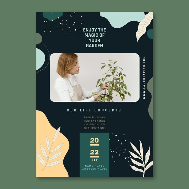 hand drawn landscaping service  poster