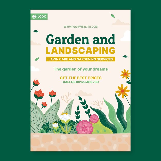 Hand drawn landscaping service  poster