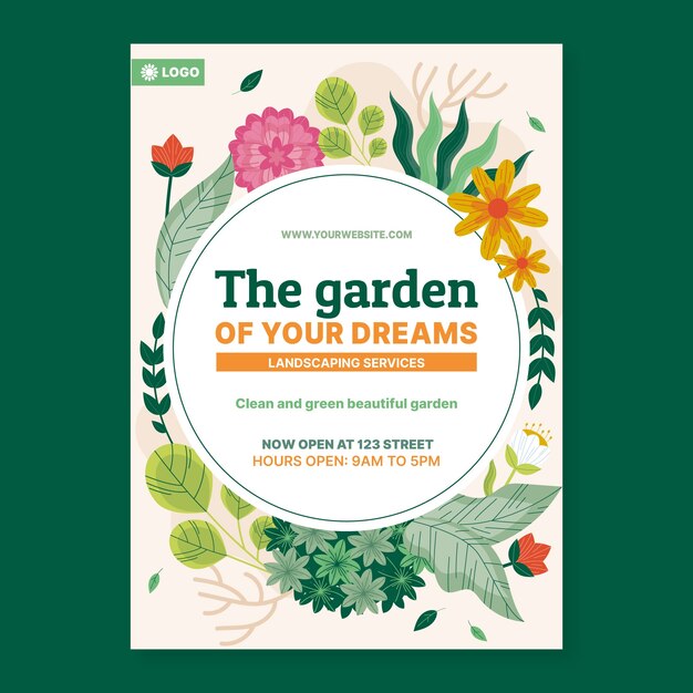 Hand drawn landscaping service  poster
