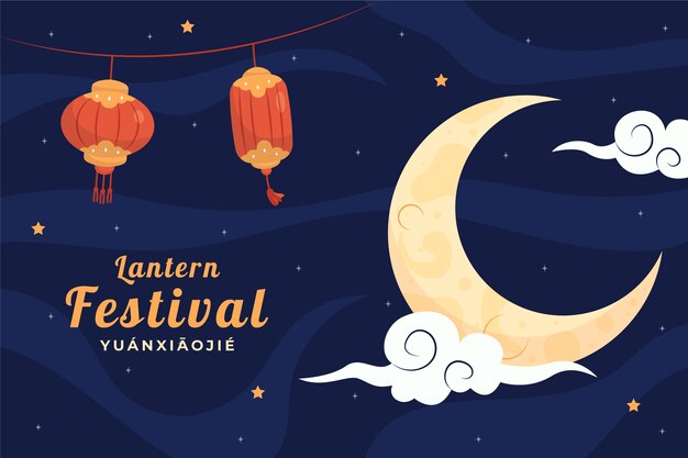 Hand drawn lantern festival background