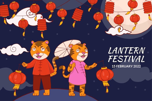 Hand drawn lantern festival background