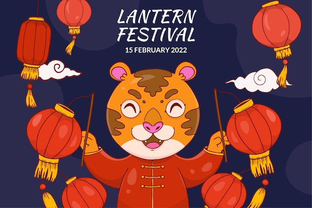 Hand drawn lantern festival background