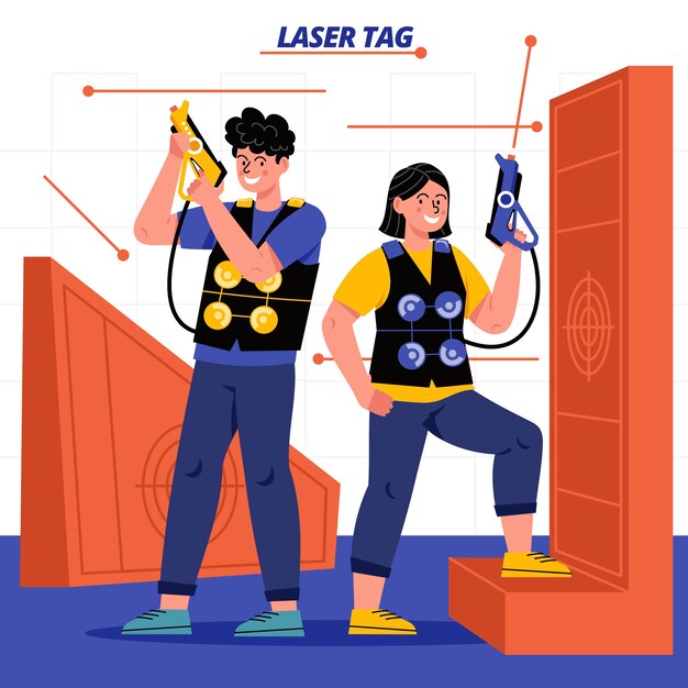 Vettore gratuito illustrazione dell'etichetta laser disegnata a mano