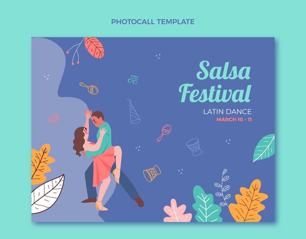 Hand drawn latin dance party photocall template