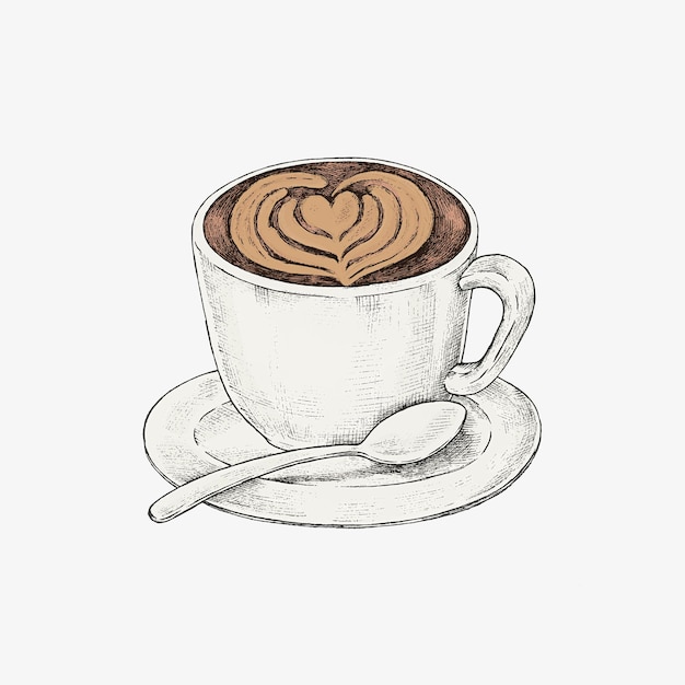 Hand drawn latte art drink