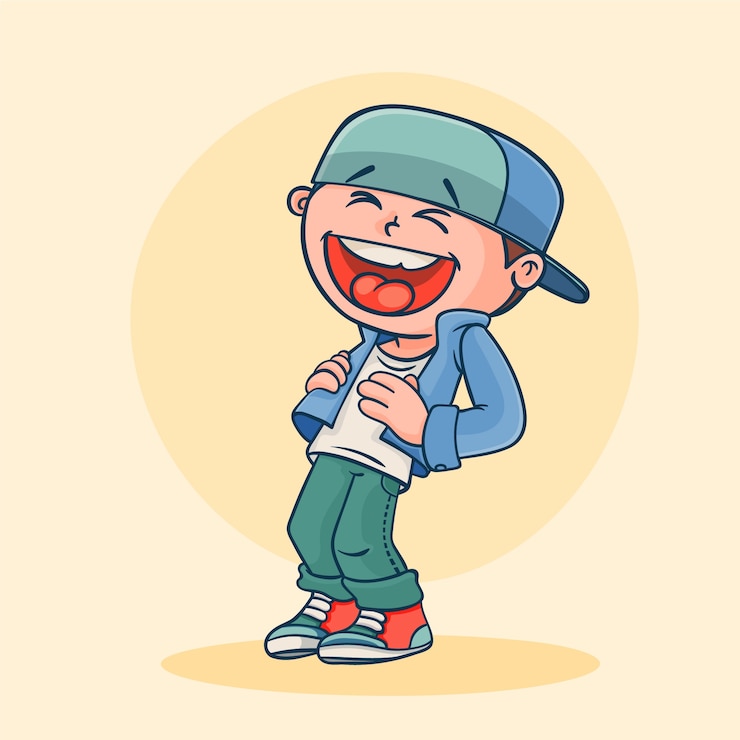 무료 Vector 손으로 그린 웃음 만화 그림