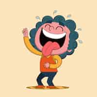 Free vector hand drawn laughing cartoon illustration