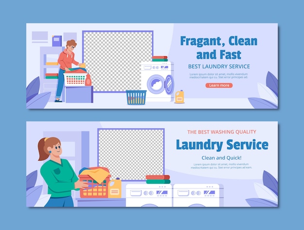 Hand drawn laundry service banner