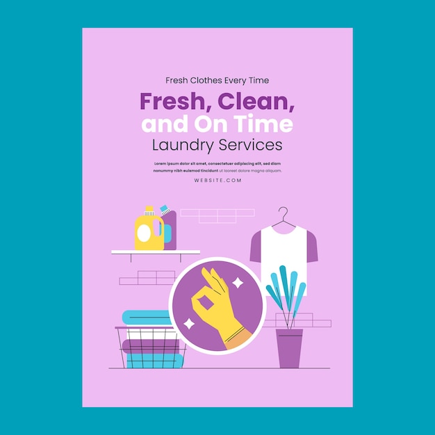 Hand drawn laundry service template design