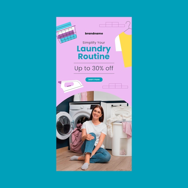 Hand drawn laundry service template design