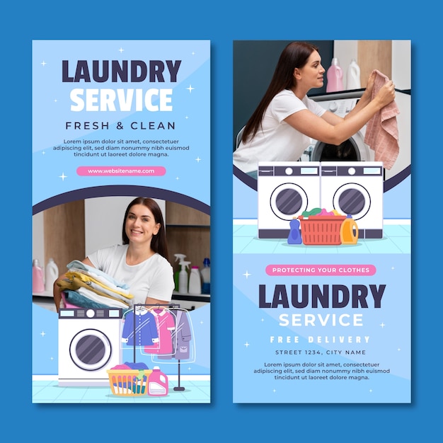 Free vector hand drawn laundry service vertical banner