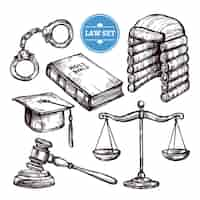 Free vector hand drawn law set