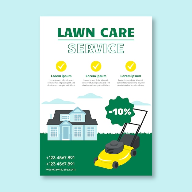 Free vector hand drawn lawn care flyer