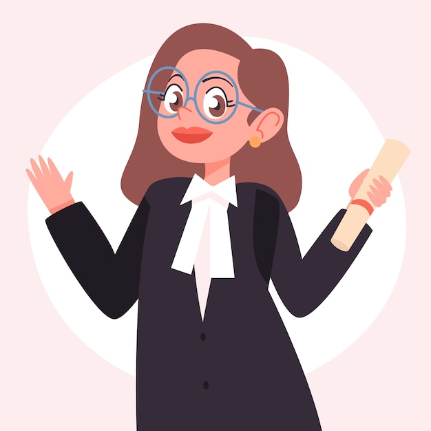 Free vector hand drawn lawyer cartoon illustration