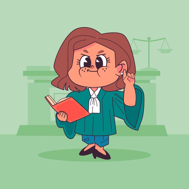 Иллюстрация карикатуры адвоката, нарисованная вручную
