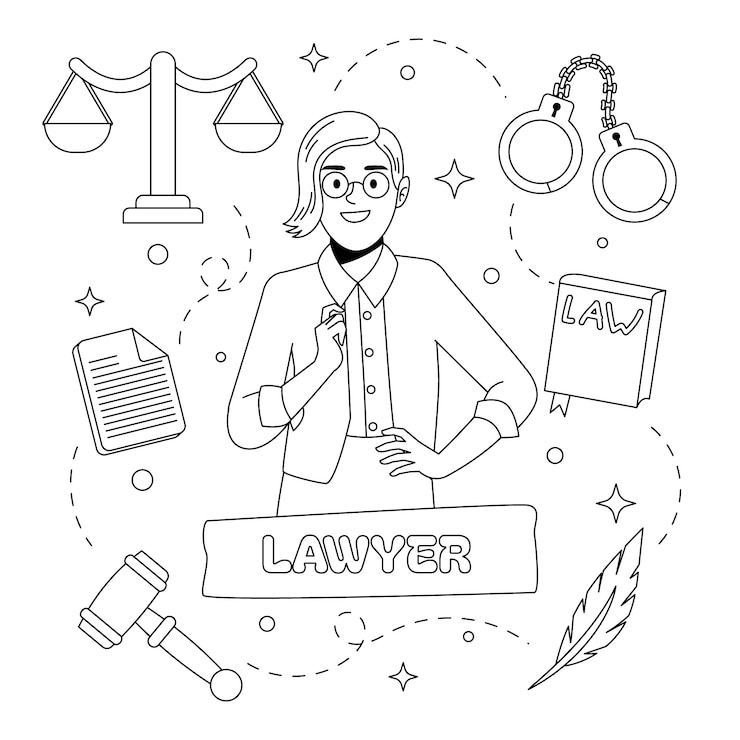 Free Vector hand drawn lawyer  drawing illustration