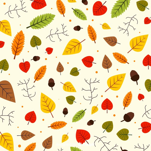 Hand drawn leaves autumn background