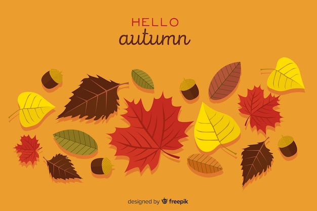 Hand drawn leaves autumn background