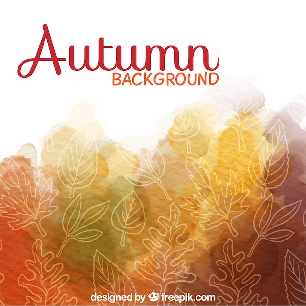 Free vector hand drawn leaves background in watercolor style