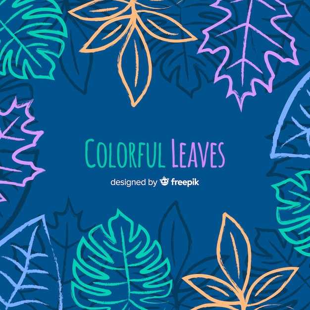 Hand drawn leaves background