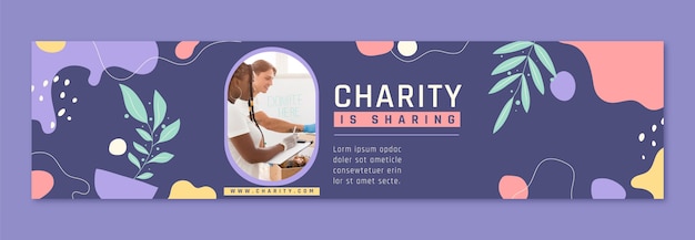 Бесплатное векторное изображение Нарисованные рукой листья благотворительного мероприятия twitch баннер