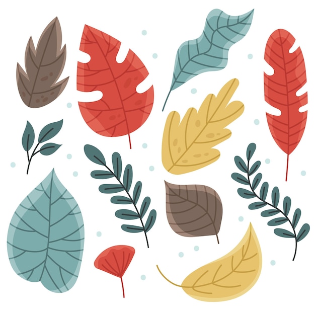 Hand drawn leaves collection