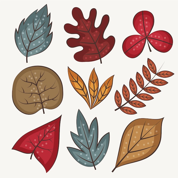 Коллекция рисованной листьев