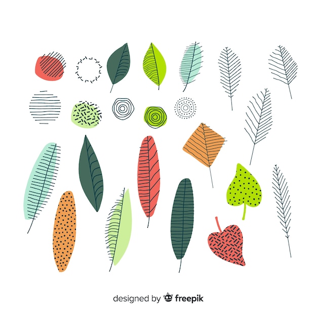 Free vector hand drawn leaves pack