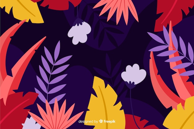 Free vector hand drawn leaves and plants background