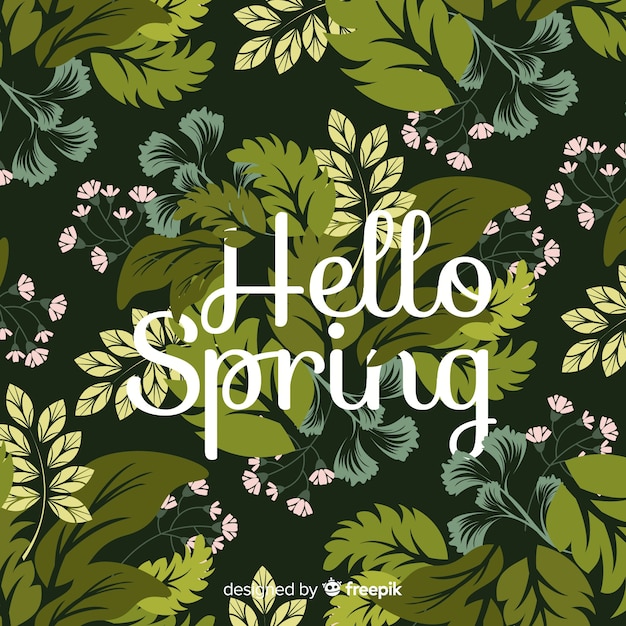 Free vector hand drawn leaves spring background