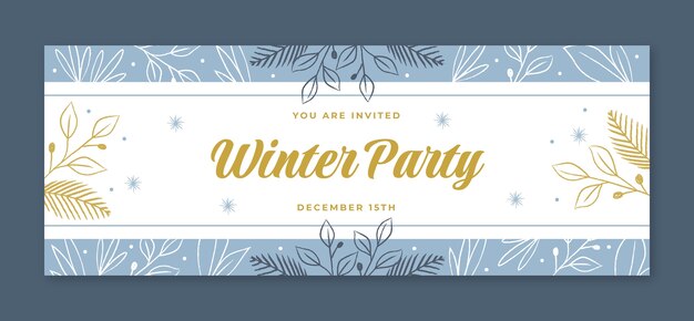 Hand drawn leaves winter party facebook cover