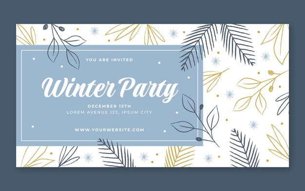 Hand drawn leaves winter party facebook post