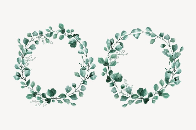 手描きの葉の花輪の背景デザイン
