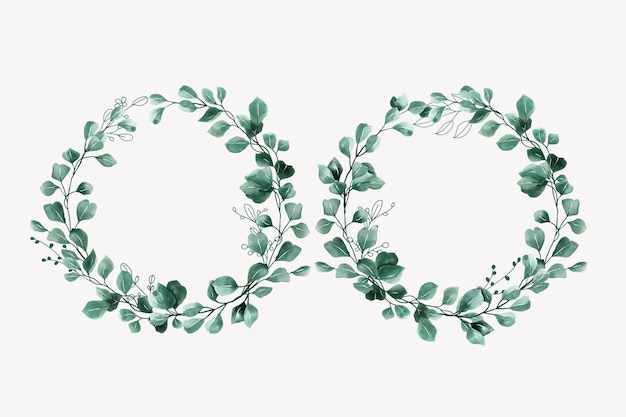 手描きの葉の花輪の背景デザイン