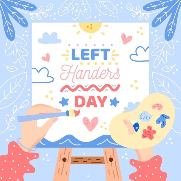 Free vector hand drawn left handers day with painting