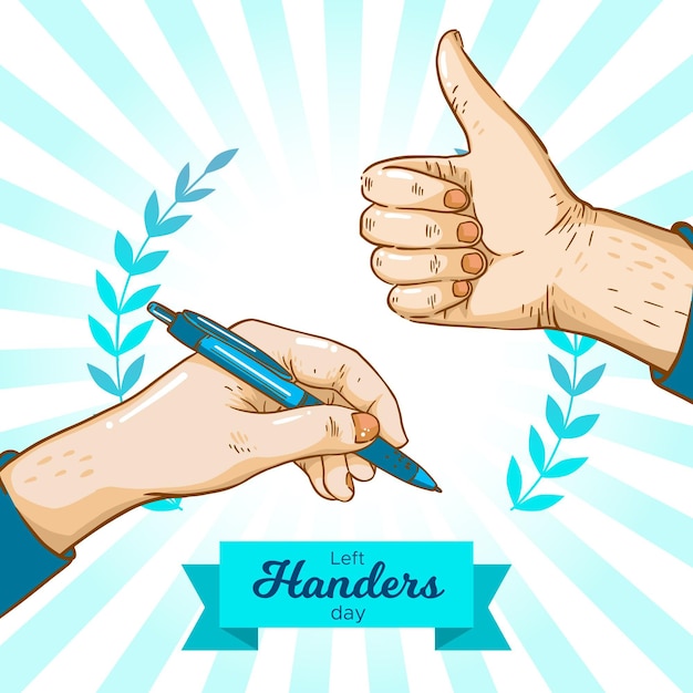 Hand drawn left handers day with pen