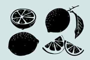 Бесплатное векторное изображение Ручной обращается лимонный силуэт