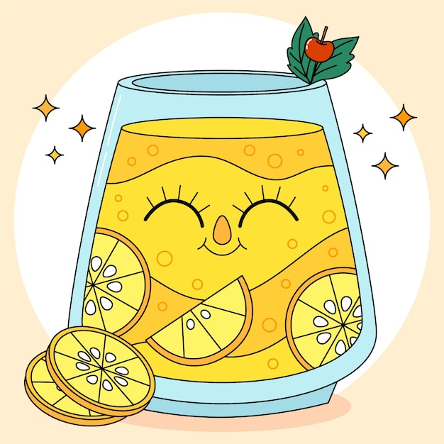 Free vector hand drawn lemonade  cartoon illustration