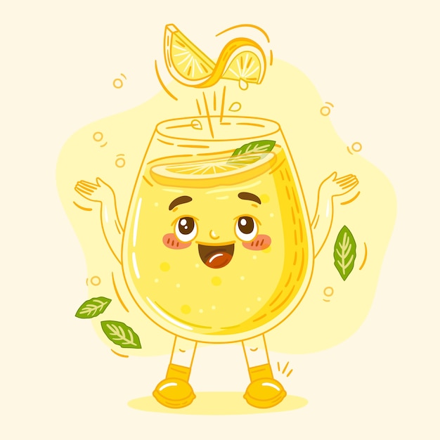 Free vector hand drawn lemonade  cartoon illustration