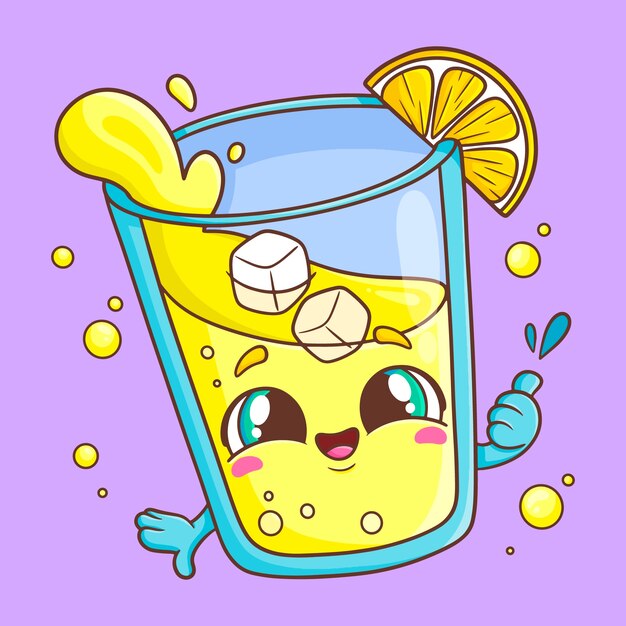 Hand drawn lemonade cartoon illustration