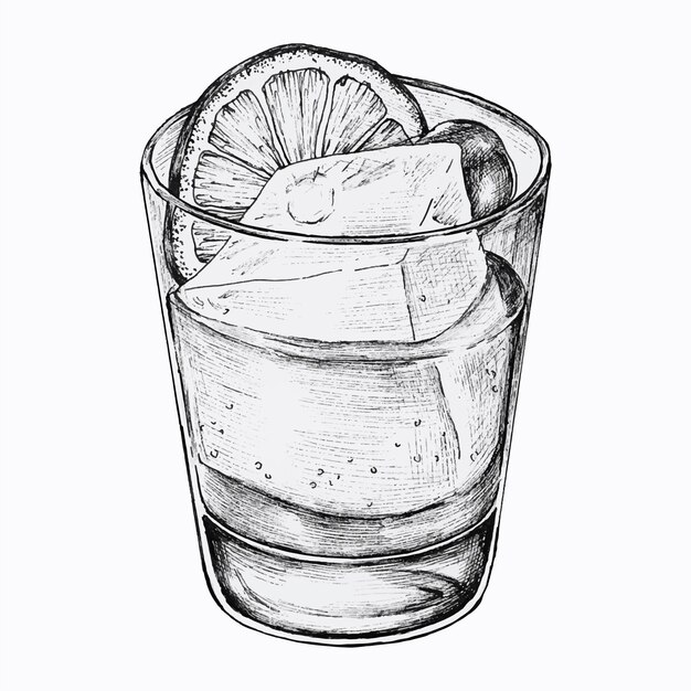 Hand drawn lemonade with ice 