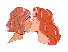 Free vector hand drawn lesbian kiss illustrated